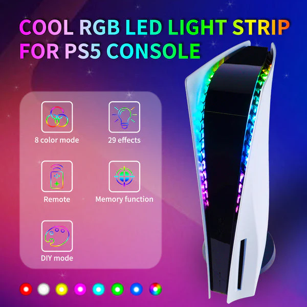 RGB LED Light Strip with IR Remote for PS5 Console - Image 3