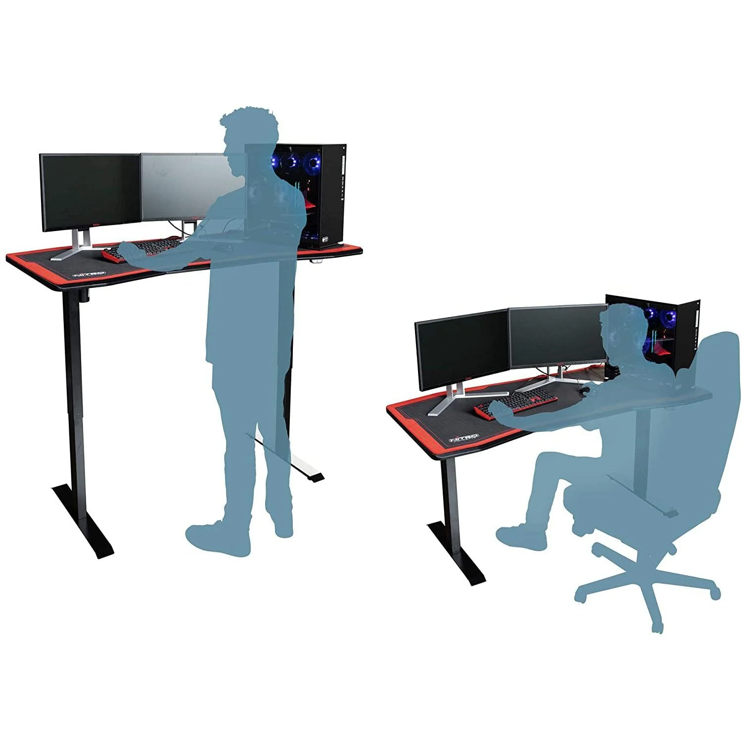 Nitro Concepts D16E Electric Adjustable Sit or Stand Gaming Desk in Carbon Red - Image 3