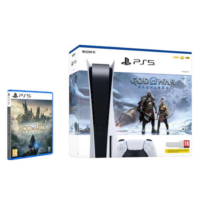 PlayStation 5 Disc Console – God of War Ragnarök & Hogwarts Legacy Bundle